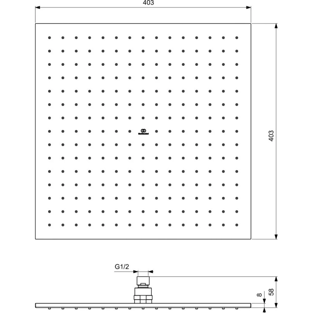 Palarie dus fix Ideal Standard IdealRain, 40x40 cm, crom