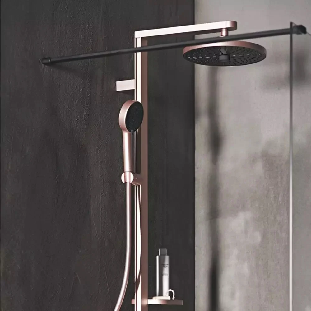 Palarie dus fix Ideal Standard IdeaRain Alu+, Ø26 cm auriu roze (rose mat)