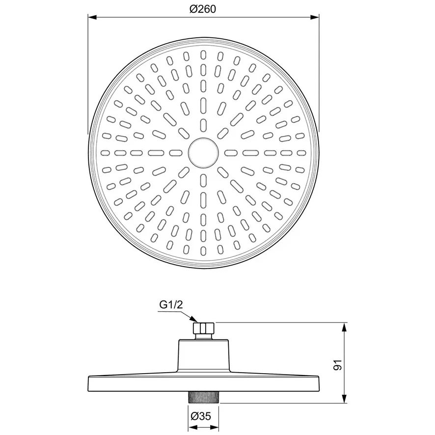 Palarie dus fix Ideal Standard IdeaRain Alu+, Ø26 cm auriu roze (rose mat)