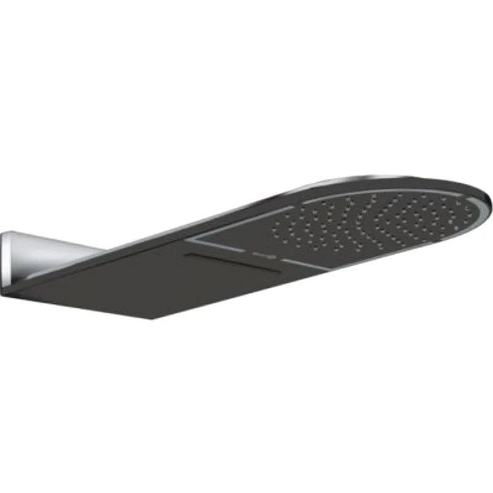 Palarie dus fix Kludi -QA, Ø25x60 cm cu jet Cascade, negru mat