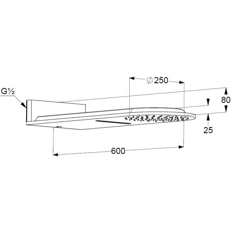 Palarie dus fix Kludi -QA, Ø25 cm, 2 jeturi, alb/crom