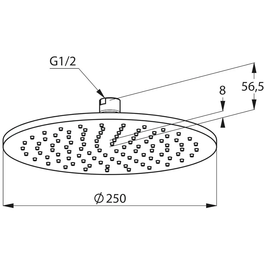 Palarie dus fix Kludi -QA, slim Ø25 cm, negru mat