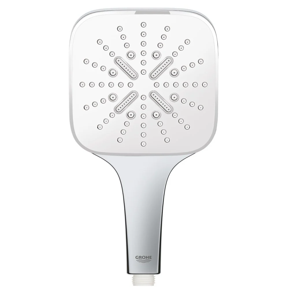 Para dus Grohe Rainshower Eco SmartActive 130 Cube cu 3 jeturi, crom/ alb (moon white)