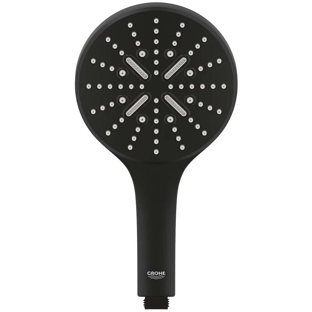 Para dus Grohe Rainshower SmartActive 130 cu 3 jeturi, negru mat (phantom black)