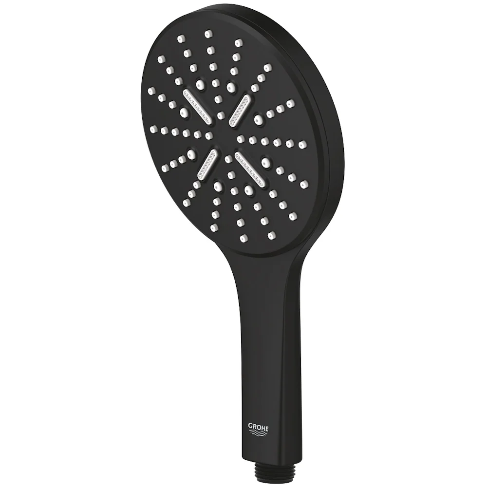 Para dus Grohe Rainshower SmartActive 130 cu 3 jeturi, negru mat (phantom black)