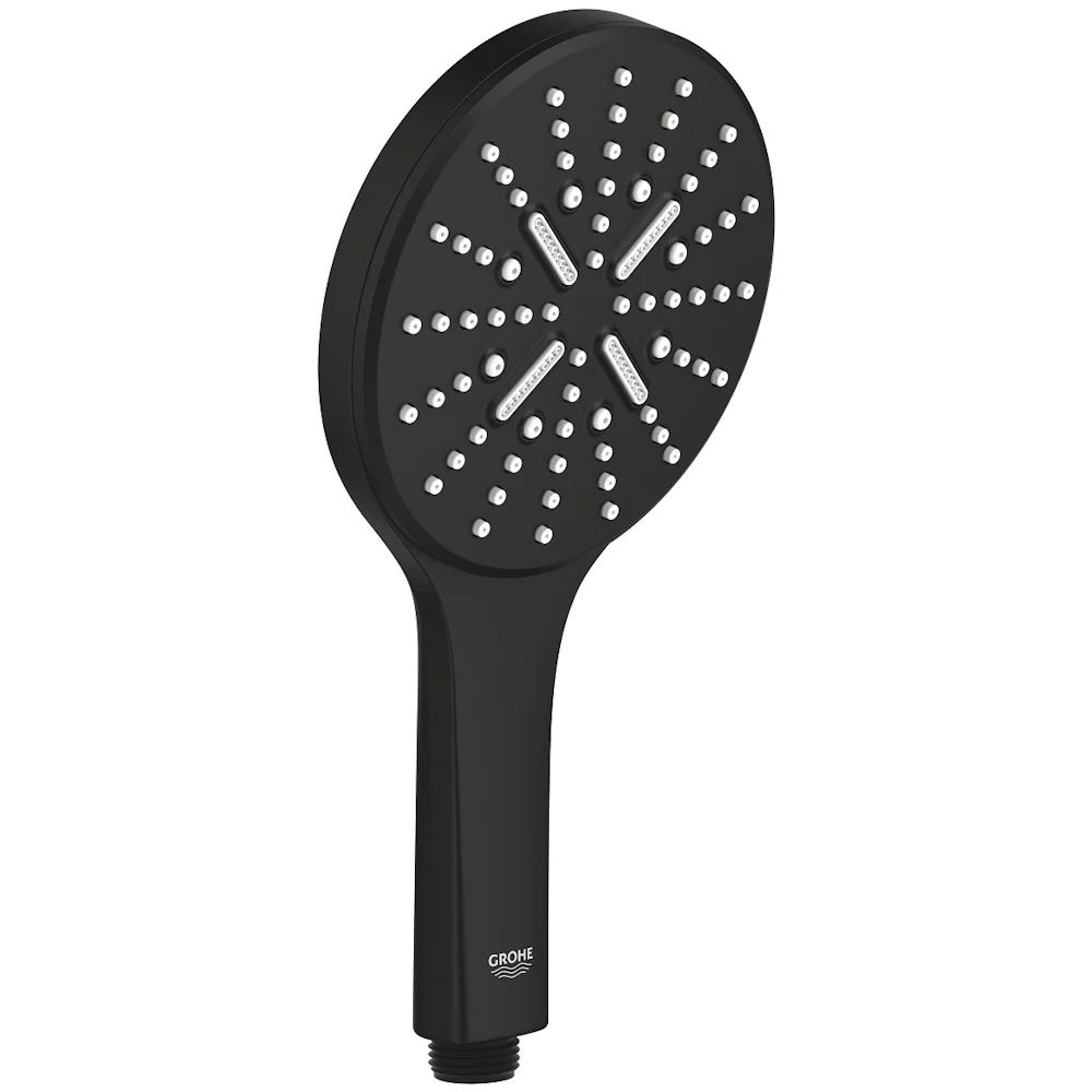 Para dus Grohe Rainshower SmartActive 130 cu 3 jeturi, negru mat (phantom black)