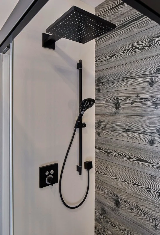 Para dus Hansgrohe Raindance Select E 120 cu 3 jeturi, negru mat