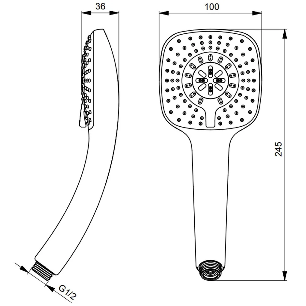 Para dus Ideal Standard IdealRain Cube M3 patrata, 3 functii