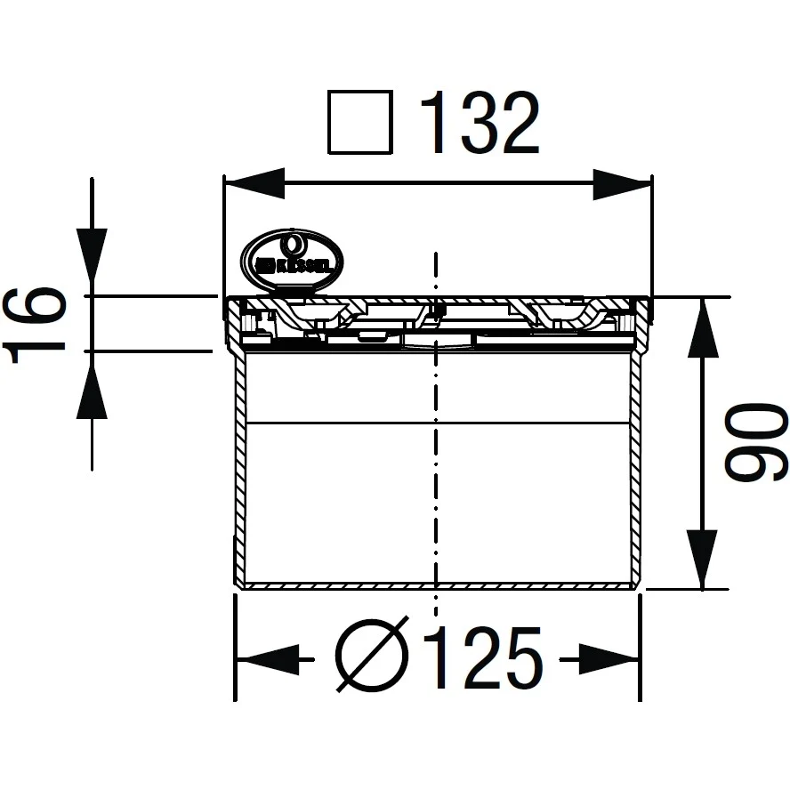 Piesa superioara cu capac din inox Kessel Oval System 125 12 cm
