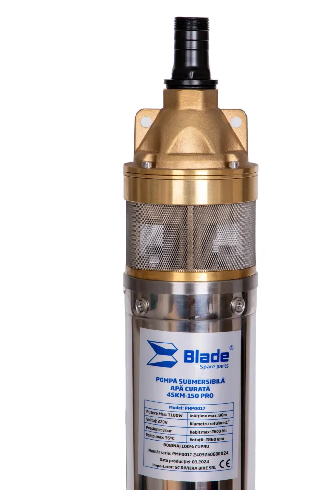 Pompa submersibila apa curata BLADE 4SKM-150 Pro, 1100W, 2600 l/h, diametru 100mm