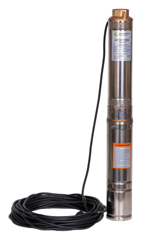 Pompa submersibila apa curata Gospodarul Profesionist 4QJD-1100, 8 turbine POM- 1100W, cablu 25m, 6000 l/h + Presostat Total