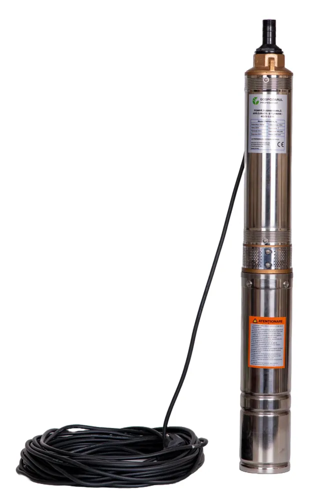 Pompa submersibila apa curata Gospodarul Profesionist 4QJD-1100, 8 turbine POM- 1100W, cablu 25m, 6000 l/h + Presostat Total