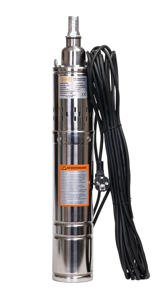 Pompa submersibila apa curata Kamrad PS-1300, 1100W, cablu 15m, 3200L/h, 1 tol, diametru 100mm + presostat