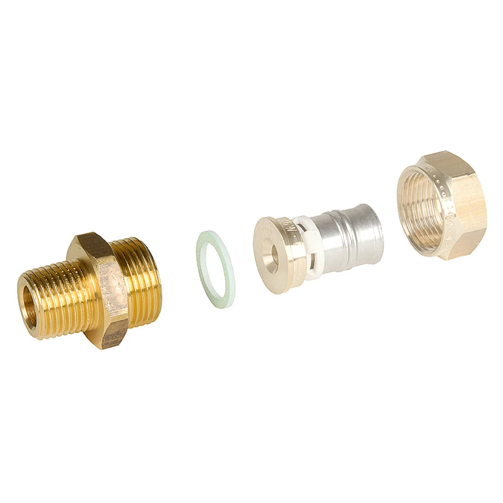 Racord cu compresie cu etansare plata pentru niplu redus din alama, 1/2" - 3/4", FRANKISCHE - ALPEX-DUO