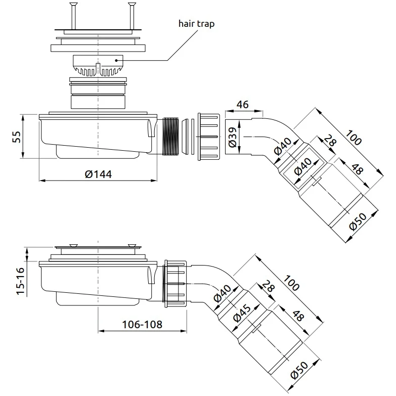 Radaway HS1 Sifon cadita de dus