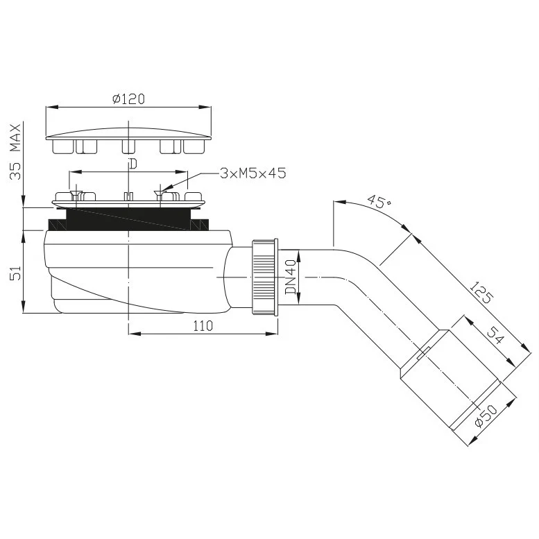 Radaway R510 Sifon Cadita de dus Ø90 mm