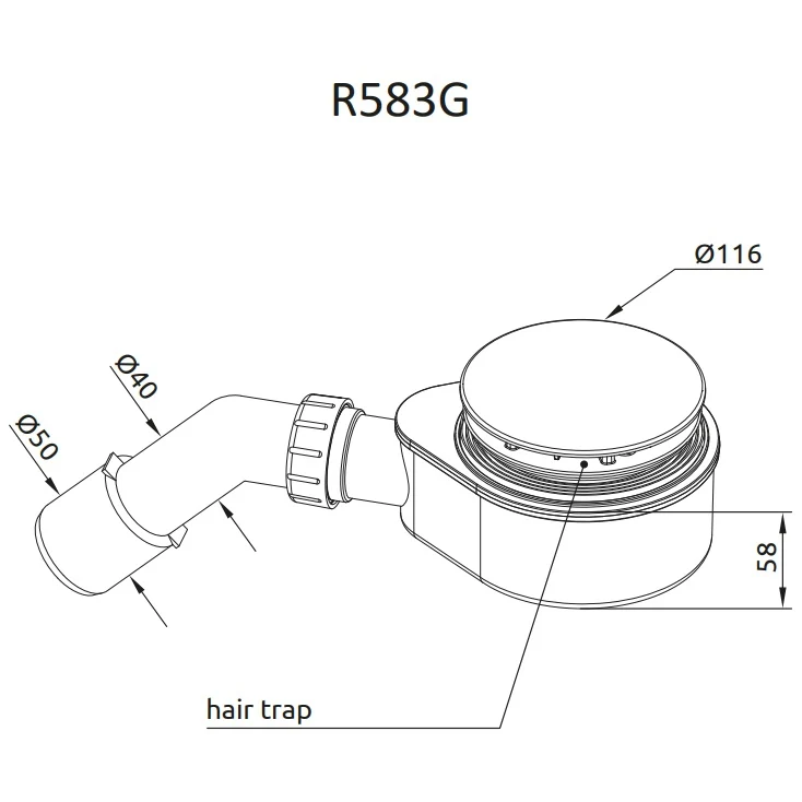 Radaway R583 Sifon Cadita de dus Ø90 mm, capac auriu