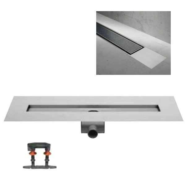 Rigola dus Easy Drain Modulo M-2 Design Z-2 faiantabila cu rama inox mat, 90 cm