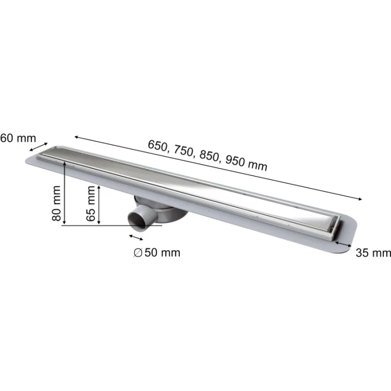 Rigola dus Kessel Linearis Compact Plus cu clapeta Multistop si sita par, 65 cm