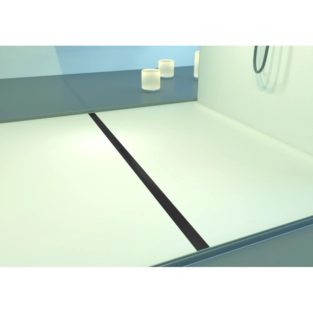 Rigola dus Kessel Linearis Infinity 60 cu clapeta Megastop si sita par, 120 cm, negru mat