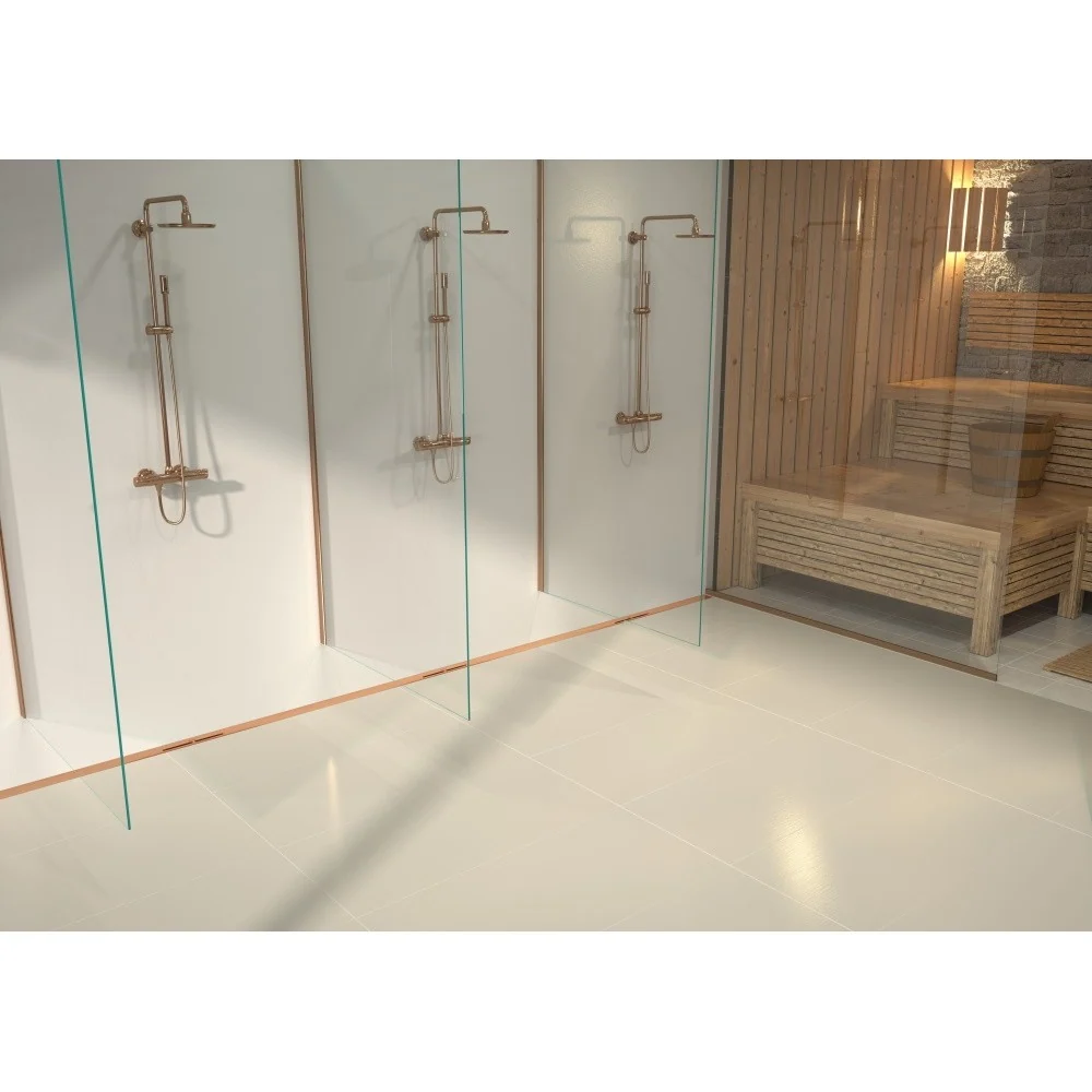 Rigola dus Kessel Linearis Infinity 60 cu clapeta Megastop si sita par, 120 cm, bronz mat