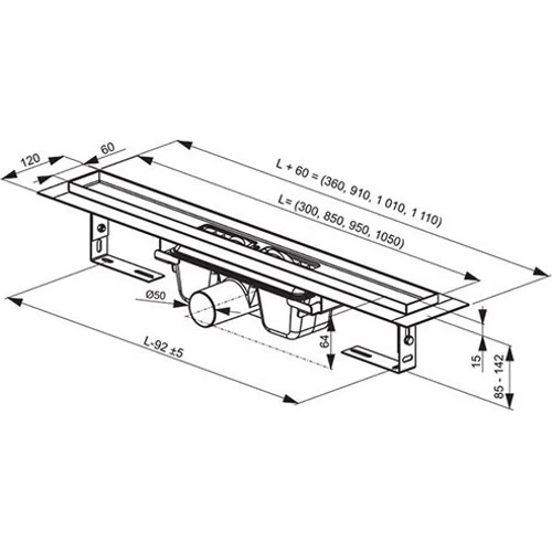 Rigola dus Ravak Runway 850 inox 85 cm