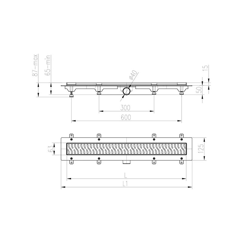 Rigola de interior MCH fara gratar (corp rama otel inoxidabil cu toate accesoriile) 350 mm