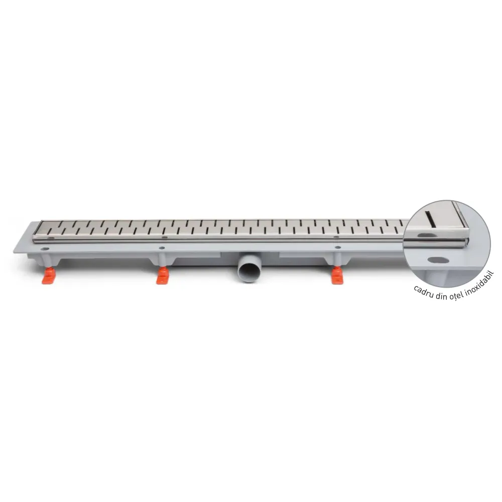 Rigola de interior MCH cu rama si gratar de inox LINE lucioasa, 350 mm