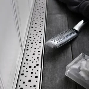 Rigola de interior montate la perete MCH cu gratar de inox SQUARE lucioasa, 850 mm