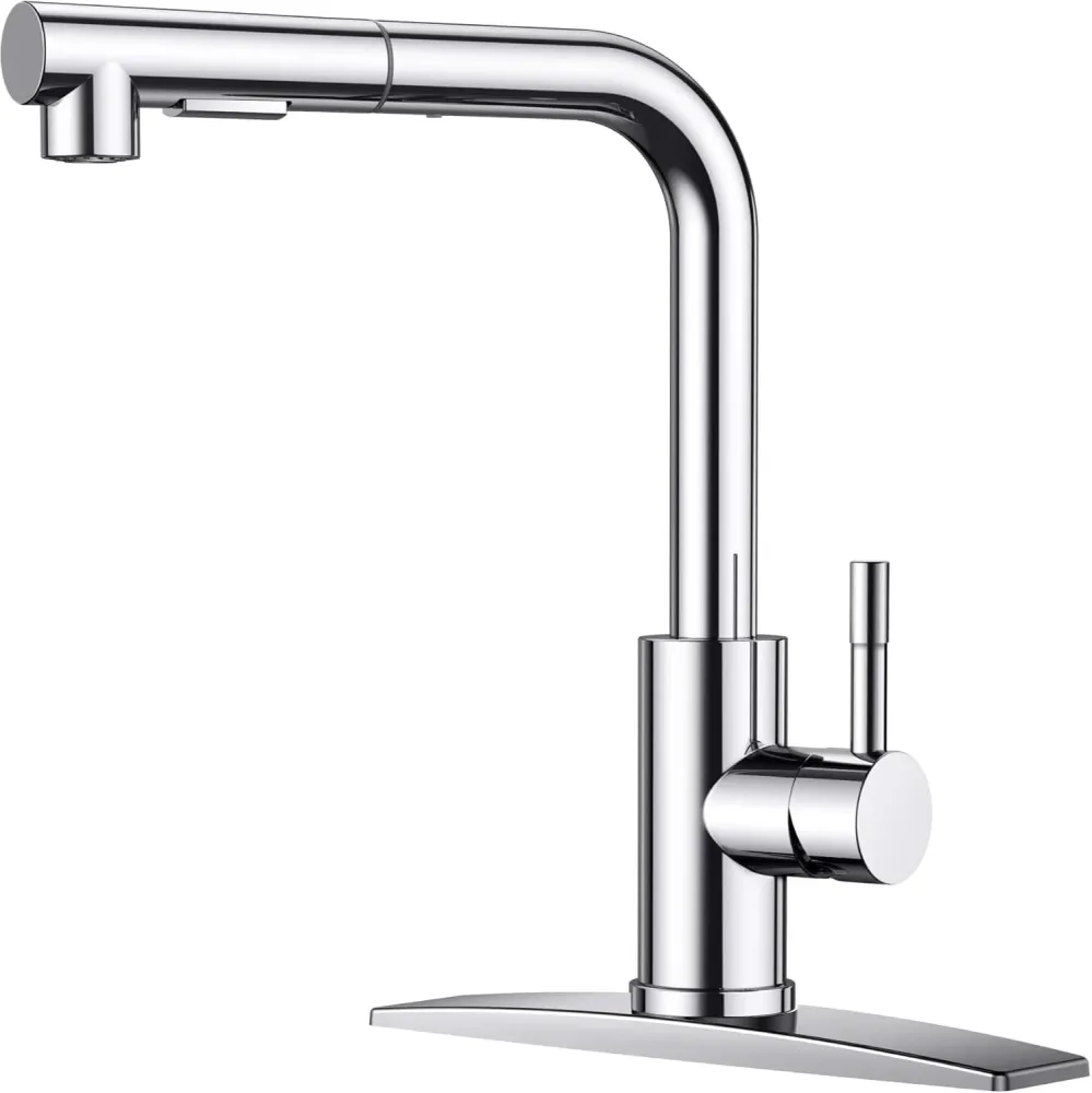 Robinet Bucatarie Elindor® cu Maner Unic, Pulverizator Retractabil, Otel Inoxidabil, Argintiu