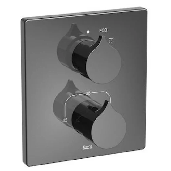 Roca Insignia Baterie dus cu termostat, negru lucios (titanium black)