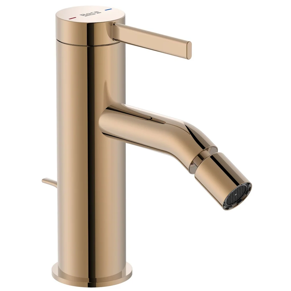 Roca Ona Baterie bideu monocomanda cu ventil pop-up, auriu lucios (rose gold)