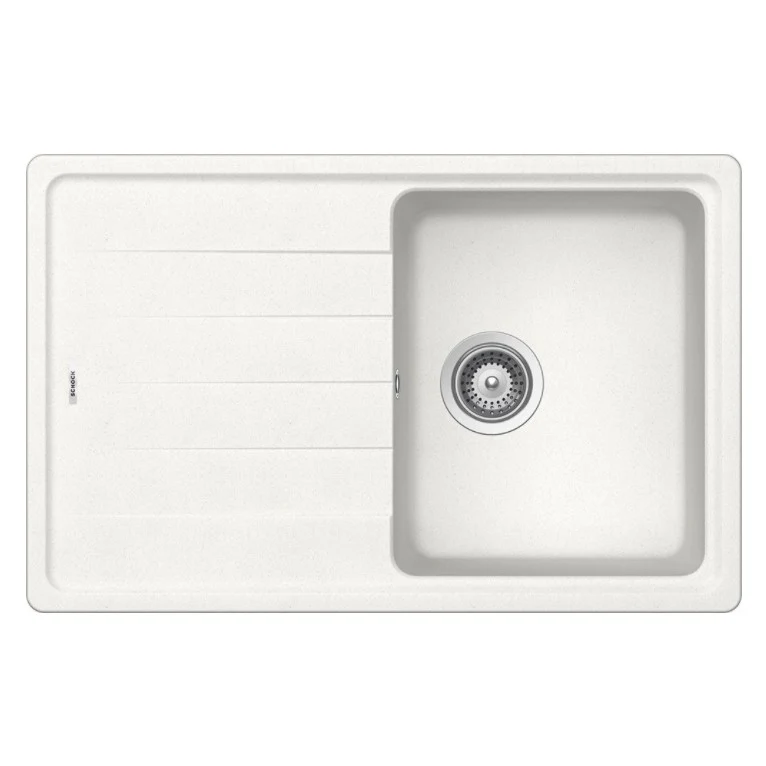 Schock Element D-100S Set chiuveta bucatarie granit Cristalite 78x50 cm si baterie monocomanda Fonos Alpina, alb