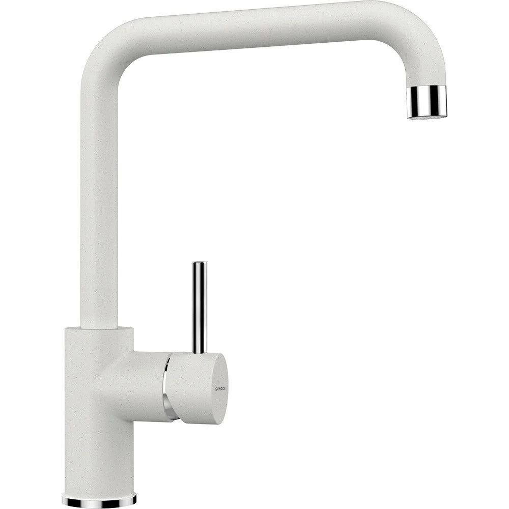 Schock Element D-100S Set chiuveta bucatarie granit Cristalite 78x50 cm si baterie monocomanda Fonos Alpina, alb