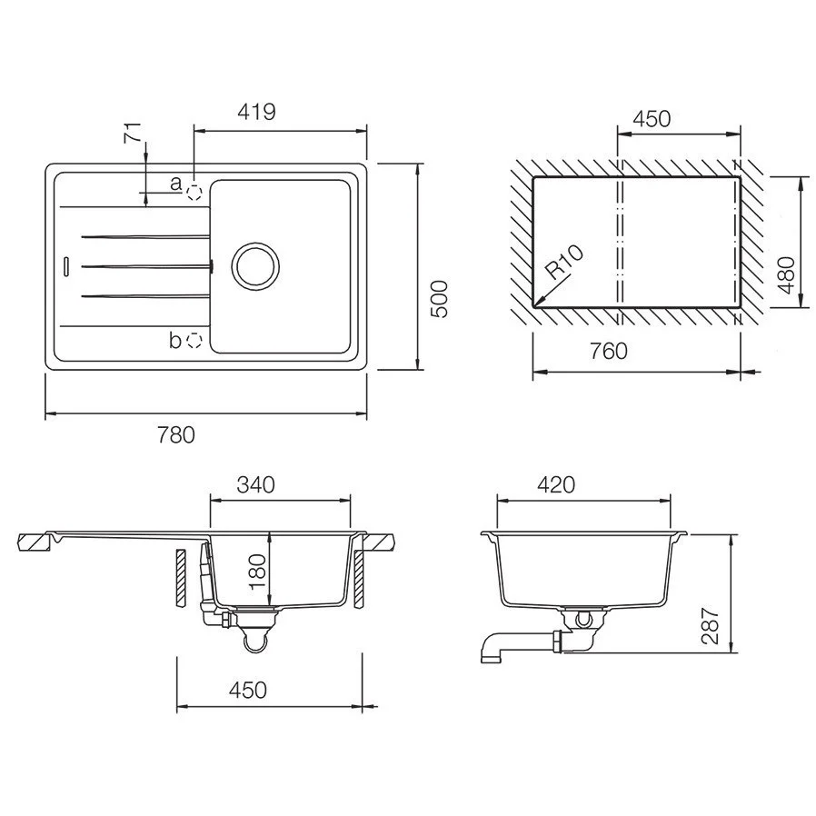 Schock Element D-100S Set chiuveta bucatarie granit Cristalite 78x50 cm si baterie monocomanda Fonos Alpina, alb