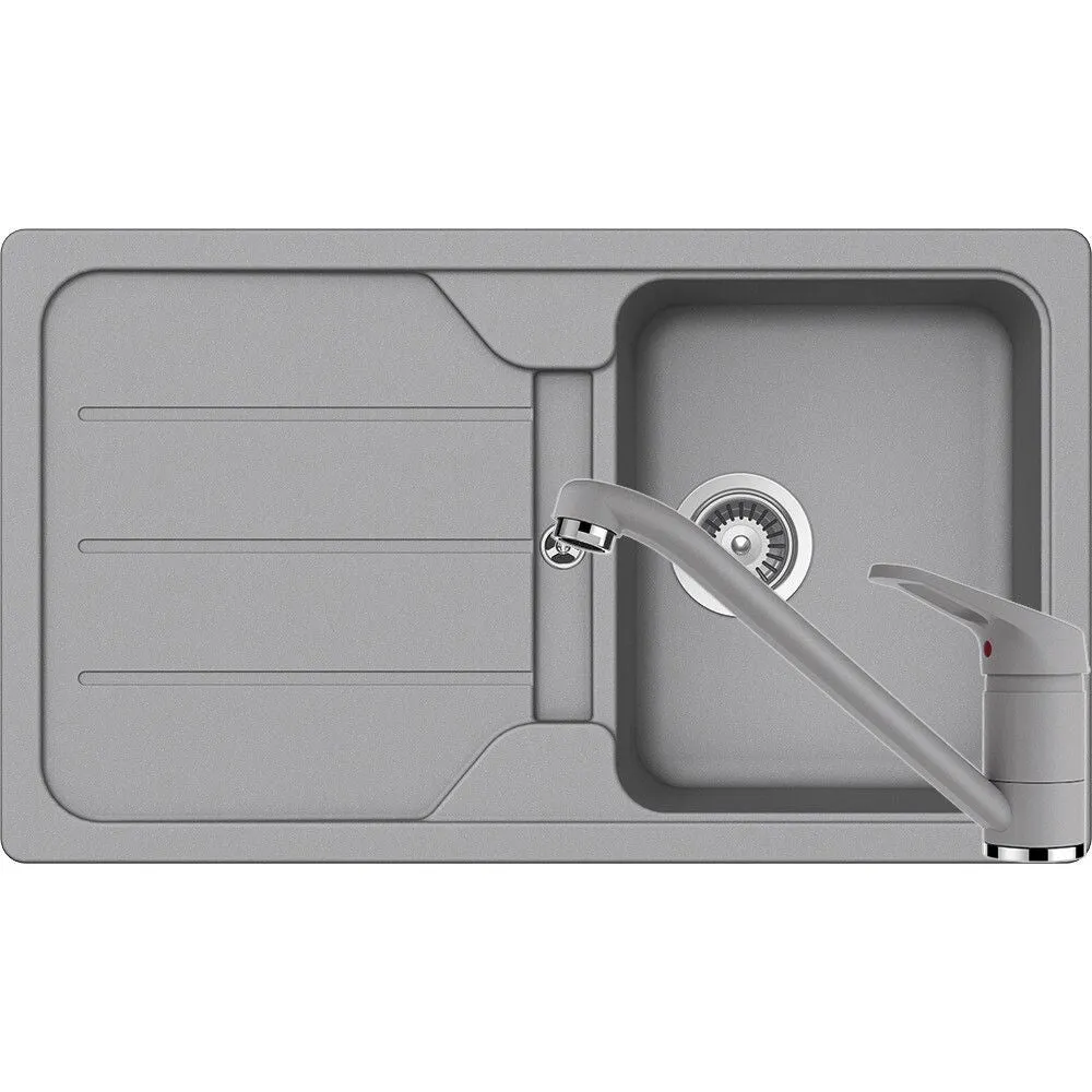 Schock Formhaus D-100 Set chiuveta bucatarie granit Cristalite 86x50 cm si baterie monocomanda Cosmo Croma, gri deschis