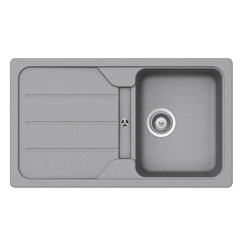 Schock Formhaus D-100 Set chiuveta bucatarie granit Cristalite 86x50 cm si baterie monocomanda Cosmo Croma, gri deschis