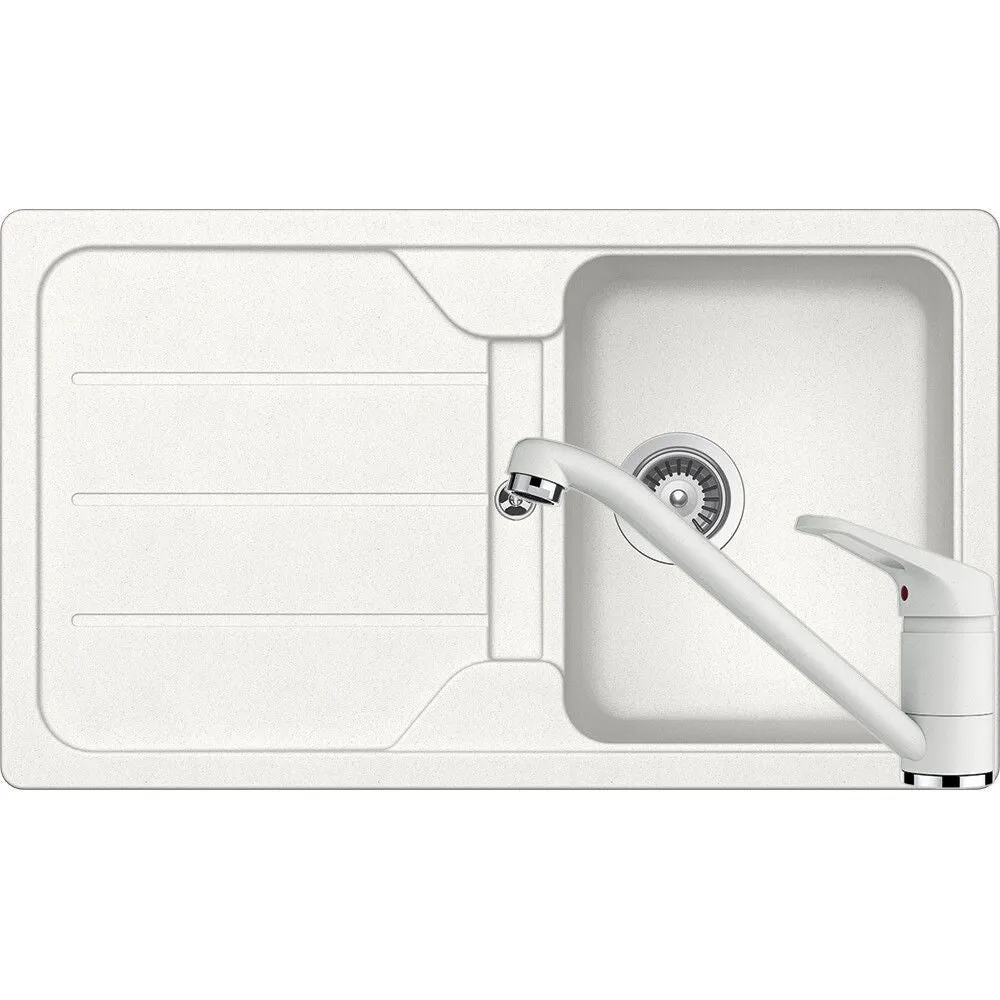 Schock Formhaus D-100 Set chiuveta bucatarie granit Cristalite 86x50 cm si baterie monocomanda Cosmo Alpina, alb
