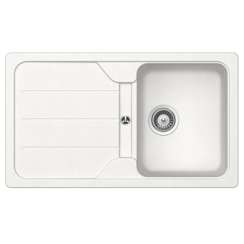 Schock Formhaus D-100 Set chiuveta bucatarie granit Cristalite 86x50 cm si baterie monocomanda Cosmo Alpina, alb