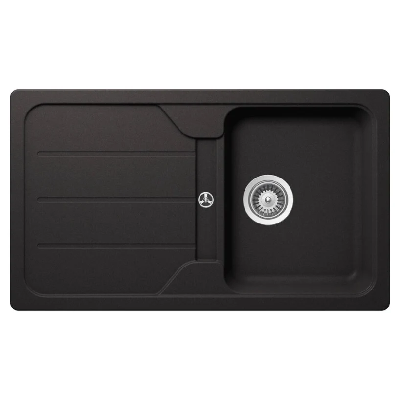Schock Formhaus D-100 Set chiuveta bucatarie granit Cristalite 86x50 cm si baterie Plutos Nero, negru