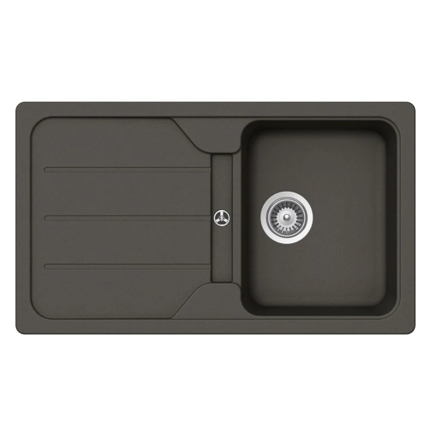 Schock Formhaus D-100 Set chiuveta bucatarie granit Cristalite 86x50 cm si baterie monocomanda Cosmo Asphalt, gri inchis