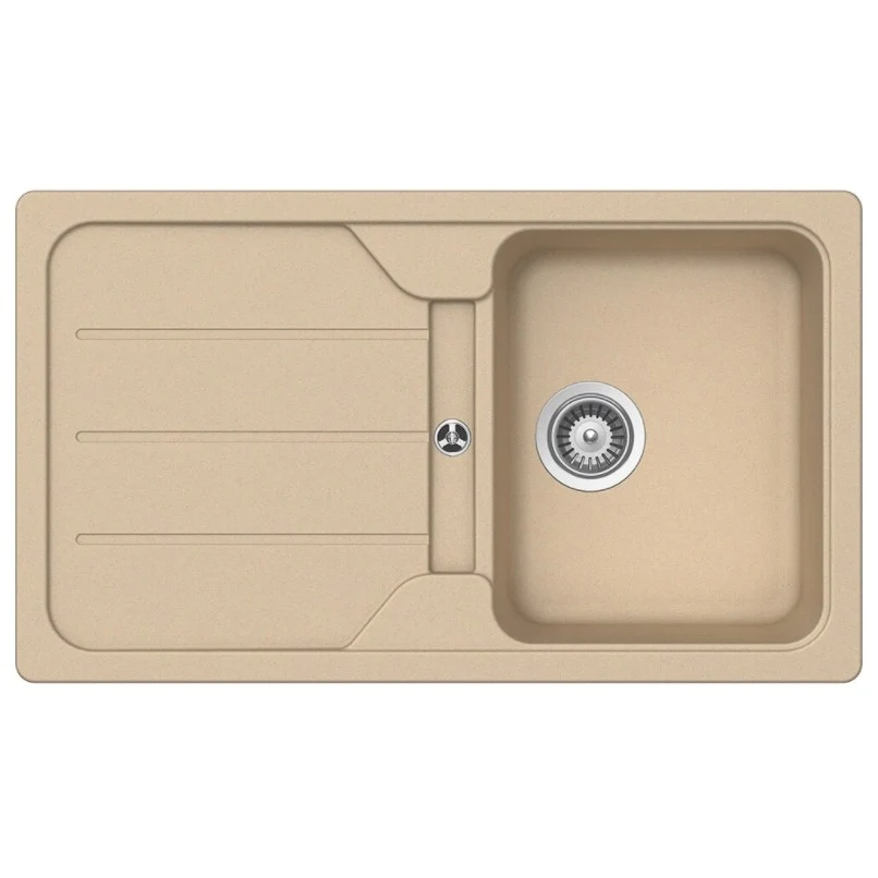 Schock Formhaus D-100 Set chiuveta bucatarie granit Cristalite 86x50 cm si baterie monocomanda Cosmo Moonstone, crem