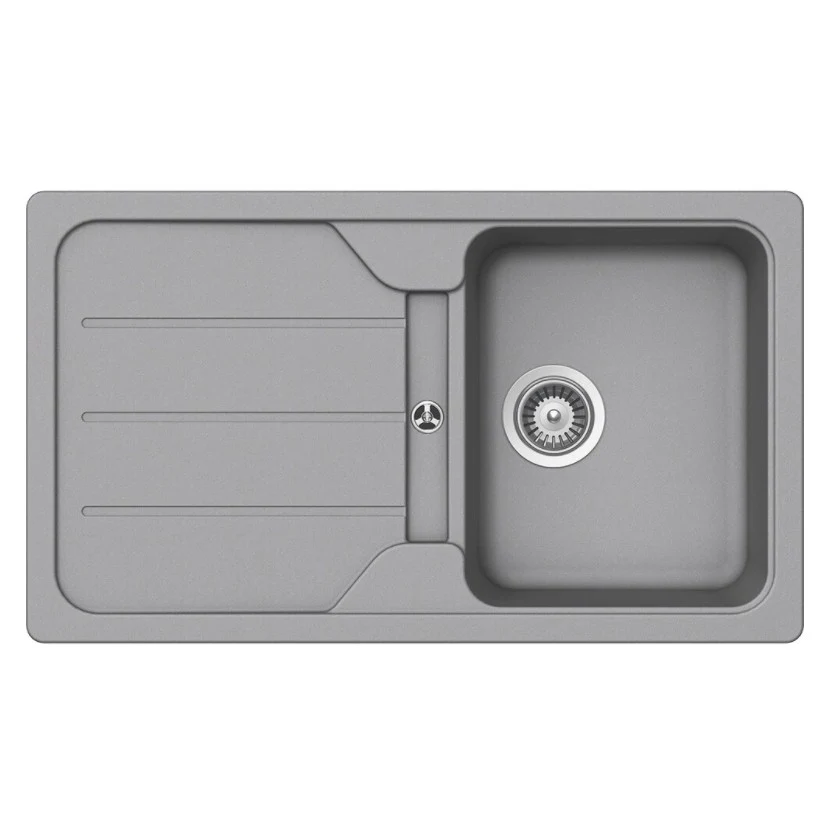 Schock Formhaus D-100 Set chiuveta bucatarie granit Cristalite 86x50 cm si baterie cu dus extractibil Cosmo Croma, gri des...