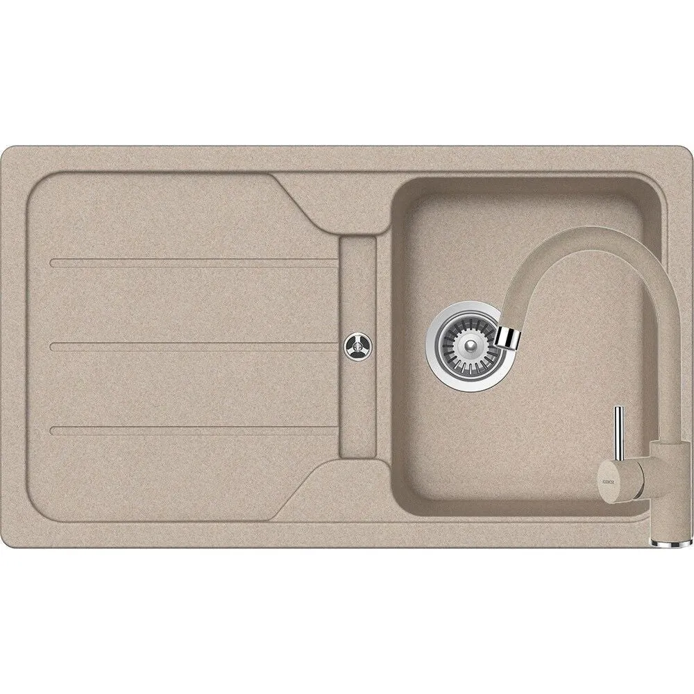 Schock Formhaus D-100 Set chiuveta bucatarie granit Cristalite 86x50 cm si baterie monocomanda Plutos Sabbia, bej
