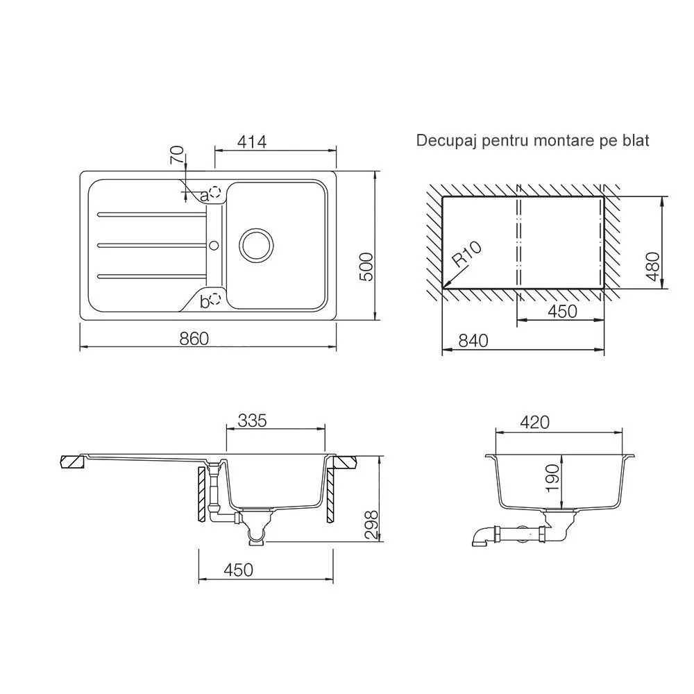 Schock Formhaus D-100 Set chiuveta bucatarie granit Cristalite 86x50 cm si baterie monocomanda Plutos Sabbia, bej