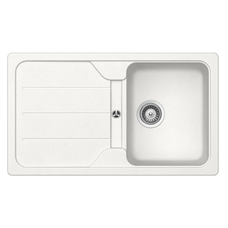 Schock Formhaus D-100 Set chiuveta bucatarie granit Cristalite 86x50 cm si baterie monocomanda Plutos Alpina, alb
