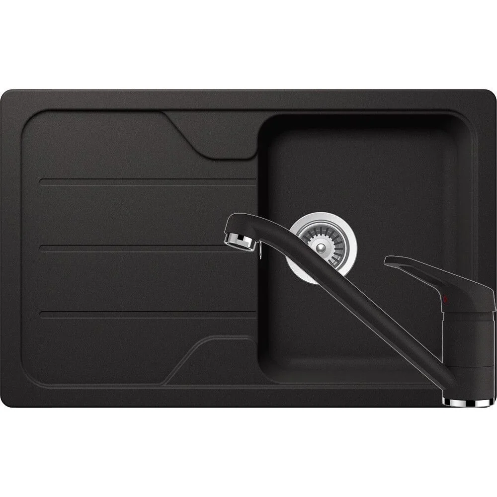 Schock Formhaus D-100S Set chiuveta bucatarie granit Cristalite 78x50 cm si baterie monocomanda Cosmo Nero, negru