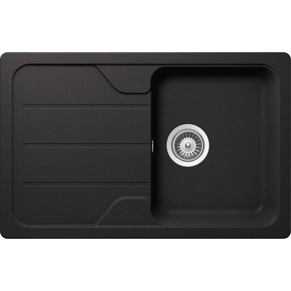 Schock Formhaus D-100S Set chiuveta bucatarie granit Cristalite 78x50 cm si baterie monocomanda Cosmo Nero, negru