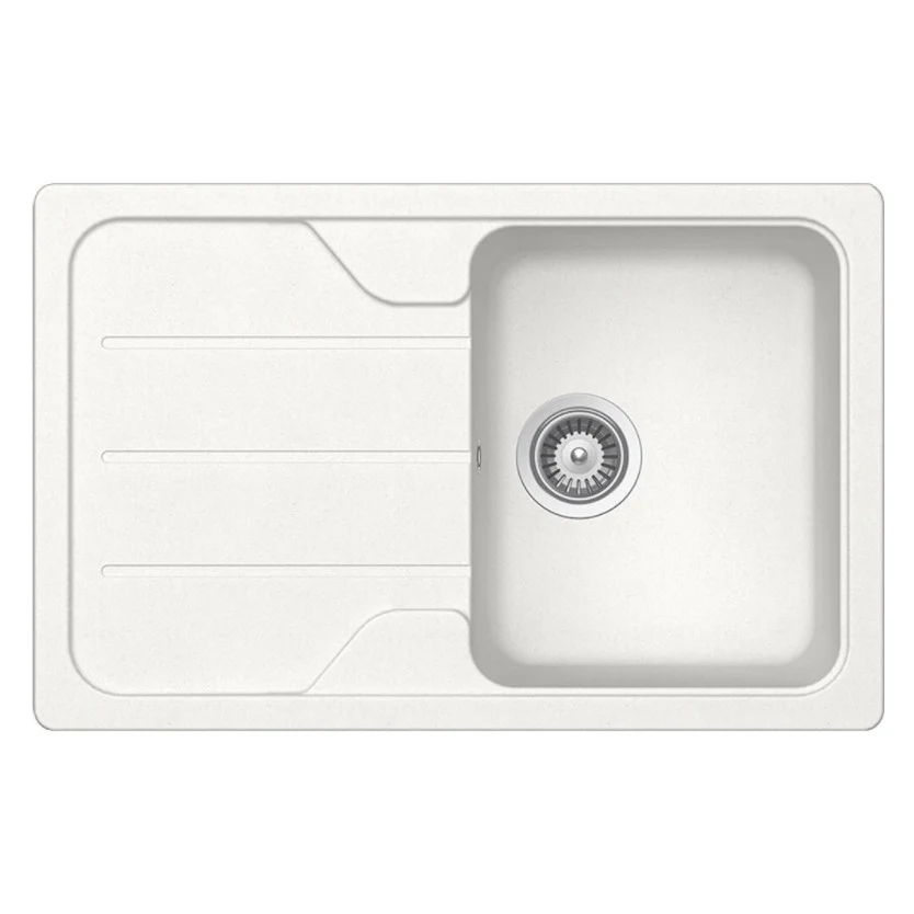 Schock Formhaus D-100S Set chiuveta bucatarie granit Cristalite 78x50 cm si baterie cu dus extractibil Cosmo Alpina, alb
