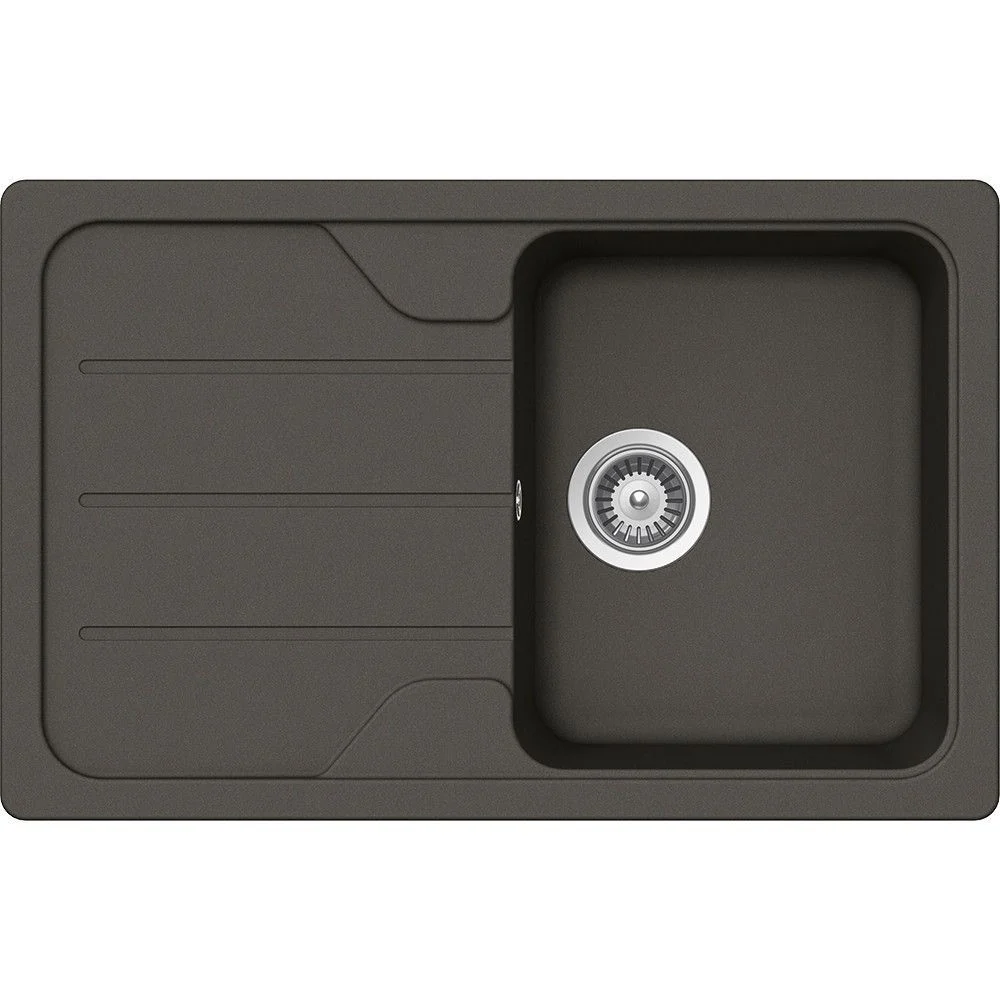 Schock Formhaus D-100S Set chiuveta bucatarie granit Cristalite 78x50 cm si baterie monocomanda Plutos Asphalt, gri inchis